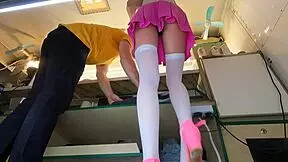 just caught this hot 18 yo chick on hidden cam upskirt at work