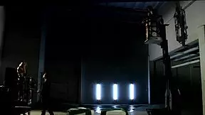 Beautiful threesome with shaved pussy teen vagina tits group cum on tits