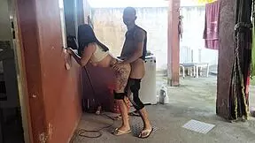 Maid couldn't resist rough fucking with erect cock after wife left.