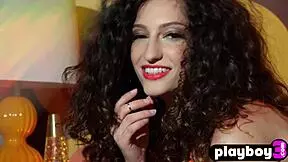 beautiful curly teen lina jade poses with her curvy ass for playboy