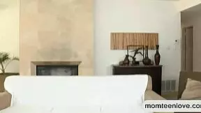 huge boobs stepmom threesome on couch 😍