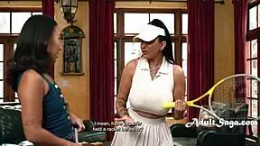 romi rain smashes kimmy kimm's big boobs before tennis