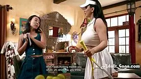 romi rain smashes kimmy kimm's big boobs before tennis