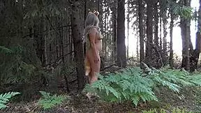 Beautiful blonde exhibitionist flashes her cute ass outdoors