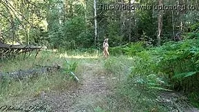 Beautiful blonde exhibitionist flashes her cute ass outdoors