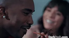 Why is the small tit cougar seducing her stepsons black friend for an orgasm?