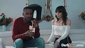 Why is the small tit cougar seducing her stepsons black friend for an orgasm?