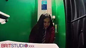 Cosplay student swallows cum at gloryhole