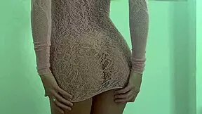 Fitness model in tight dress craves cock and begs neighbor to come over for homemade fun