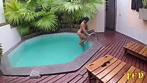 Novice Actress Alice Lemes Engages In Hardcore Pool Sex, Featuring Assfucking With A Monster Cock And Big Ass Play.