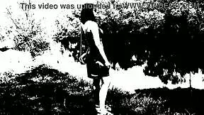 Sweet Brunette Flashes Natural Tits and Legs in Close-Up Fetish Video