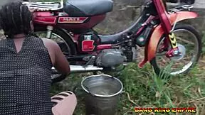 I told him, just pound me after washing my husband's bike, and he did hardcore!