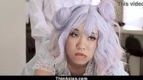 is this petite asian teen ready to ride a big rough cock in her tight pussy?