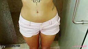 Brunette Bombshell Shower Scene