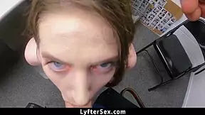 LP officer says, 'Stop thief,' then bends her over for a blowjob and riding in the store.