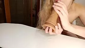 Blonde Teen Goes Wild Sucking Her Big Toy!