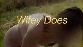 Young wife takes her first nude walk, flashing big tits boldly in public outdoor adventure