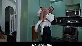 Step dad destroys tiny latina step daughter
