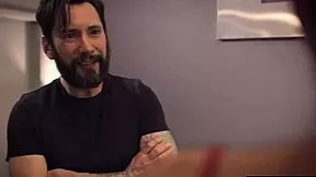 big tit brunette discovers the creep's secret, involves blowjob and deepthroat.