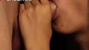 closeup blowjob milking dick with tongue in stockings