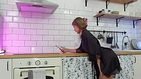 Beauty skye gets anal vibe in kitchen with face fucking and gaping