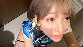 The sexy Asian lounge lady rides hard until pregnancy, with blowjobs and creampies.