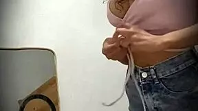 hidden camera catches real busty colombian model in public