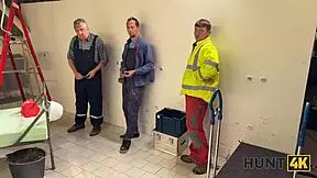 Teen Uses Tight Pussy for Fun at Work Shift Outdoors