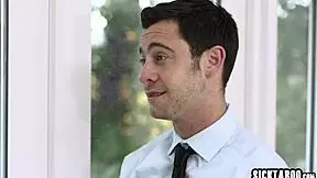 The professor says, 'Come here, sexy brunette teen, for some banging'