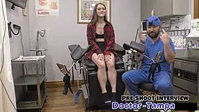 I felt so relaxed with Dr. Tampa during gynecology exam with Mira Monroe. Her small 18+ tits and glasses made it special.