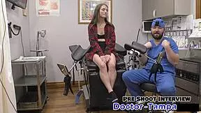 I felt so relaxed with Dr. Tampa during gynecology exam with Mira Monroe. Her small 18+ tits and glasses made it special.