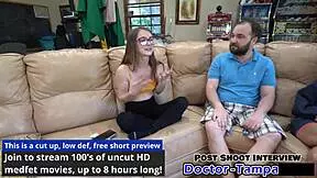 I felt so relaxed with Dr. Tampa during gynecology exam with Mira Monroe. Her small 18+ tits and glasses made it special.