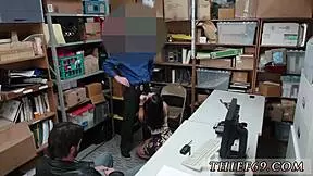 Hot big tit blonde police officer alerts associates at work 😍