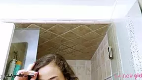 I interviewed this amazing brunette model who took a refreshing shower.