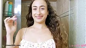 I interviewed this amazing brunette model who took a refreshing shower.