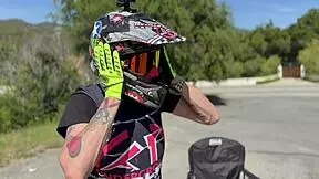 Blonde pornstar in leather thong takes monster cock at beach party