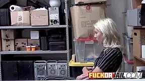 Does this naughty blonde get bred by the horny muscled investigator?