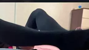 heels babe seduces with sultry cum-swallowing in pantyhose.