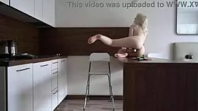 Teen Amateur Masturbates Seductively On Kitchen Counter Before Work
