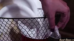 Beautiful babe indulges in taboo fantasy roleplay, riding passionately with natural curves