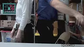 Cute redhead thief caught and drilled by mall security 😈