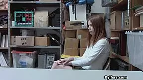 Cute redhead thief caught and drilled by mall security 😈