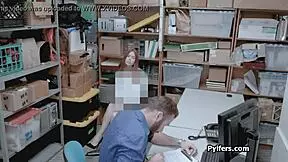 Cute redhead thief caught and drilled by mall security 😈