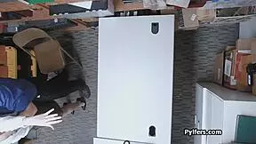 Cute redhead thief caught and drilled by mall security 😈