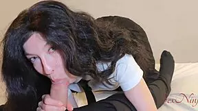 hesitant school-girl lets me bang her before parents return