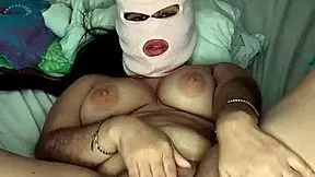 Dirty Masked Bitch Plays with Her Tight Pussy!