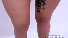 hot brunette begs photographer for cum on sofa during pov massage