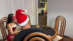 Sex at Christmas dinner among friends with tight pussy fucking.