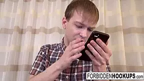 Big Boobed Babe Sucks Step-Brother's Fat Cock Hard