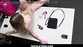 cute petite blonde teen shoplifter gets strip searched by justin magnum in teenlifters